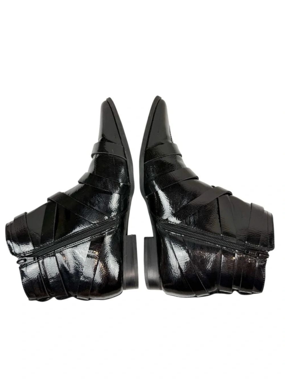 Coconuts by Matisse Amsterdam Black Patent Buckle Pointed Toe Ankle Boots Sz 8.5